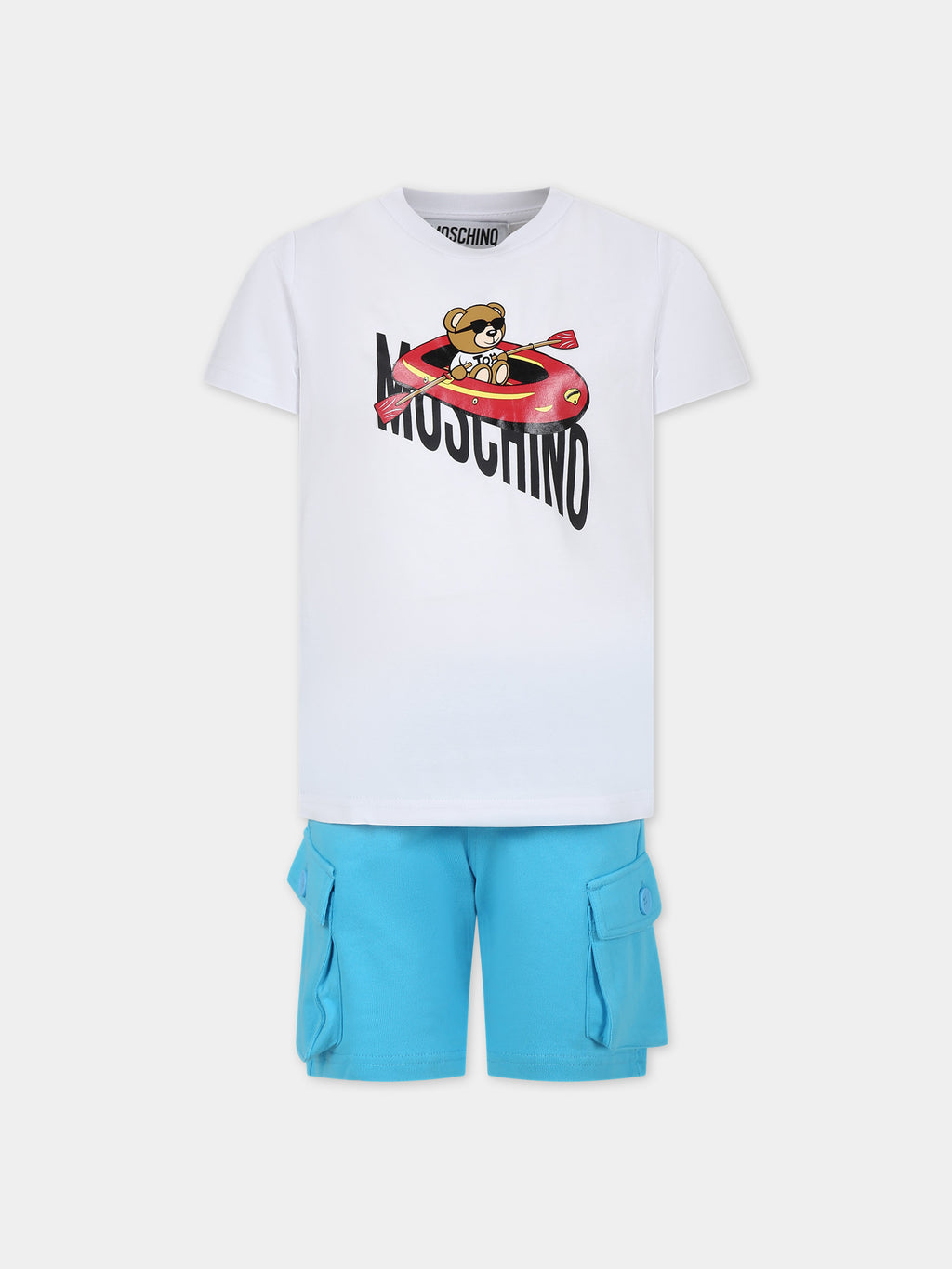 Multicolored set for boy with Teddy Bear